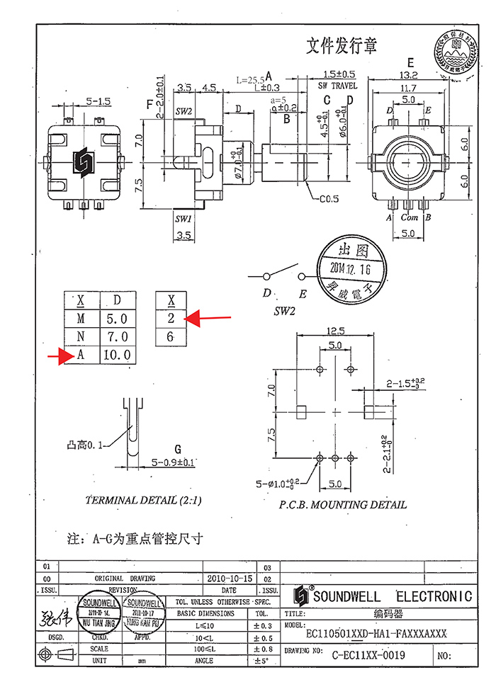 EC11按壓編碼開(kāi)關(guān)規(guī)格書(shū)